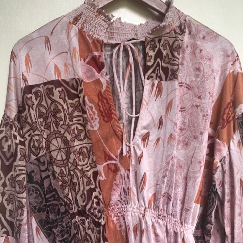 Zara Patchwork Peasant Blouse Size Large - image 6